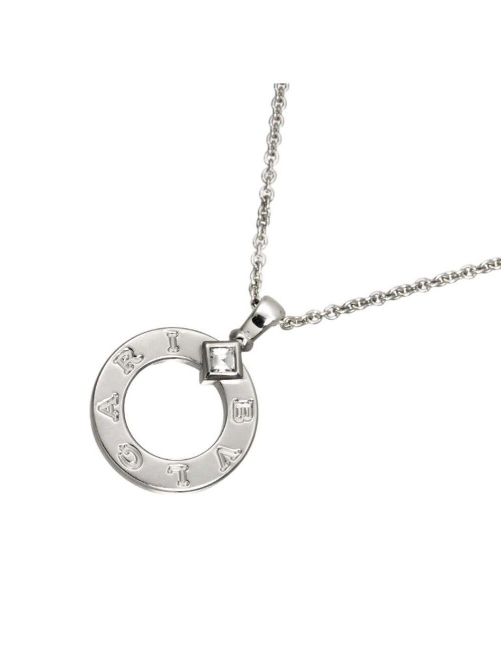 Bvlgari Double Logo Diamond Necklace 45 18k White Gold